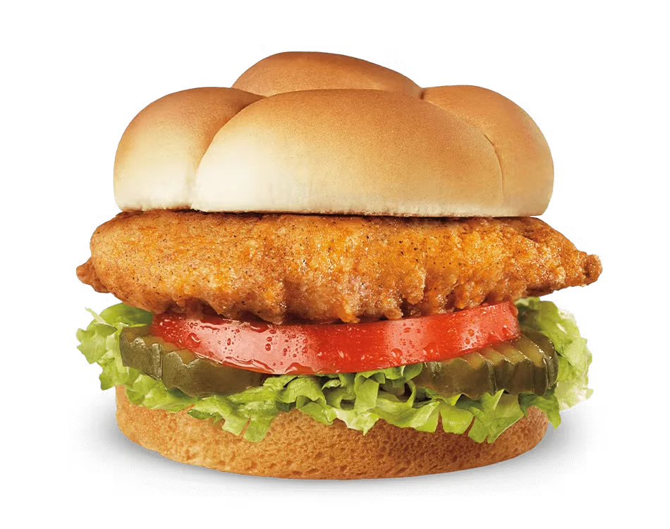 Culver’s Crispy Chicken Sandwich with lettuce and pickles on a toasted bun, golden and crunchy