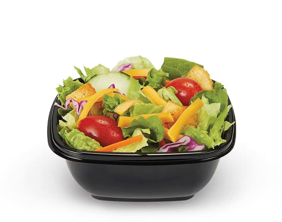 Culver’s Garden Side Salad with lettuce, grape tomatoes, cucumbers, and shredded cheese served fresh with your choice of dressing