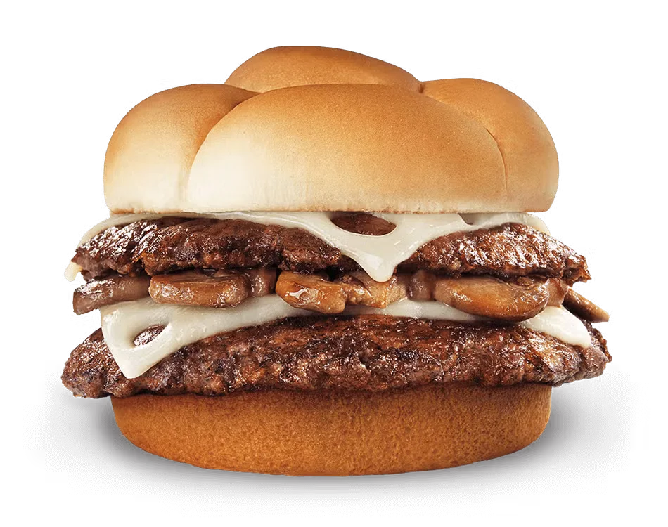 Culver’s Mushroom & Swiss ButterBurger® with grilled mushrooms, Swiss cheese, and fresh beef on a buttered toasted bun
