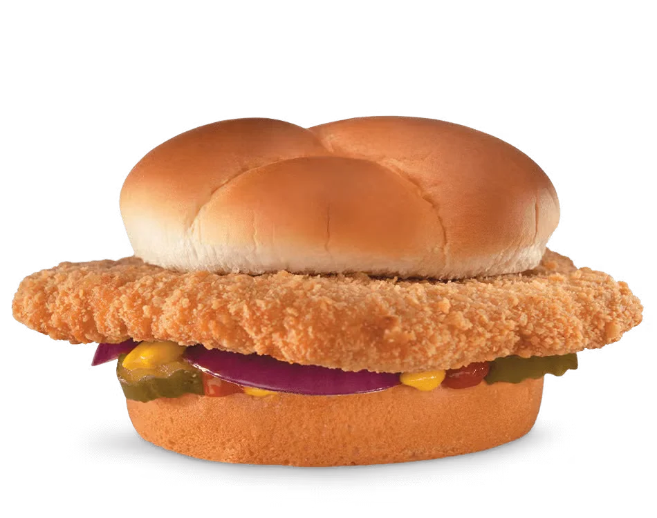 Culver’s Pork Loin Sandwich with a juicy center-cut pork loin, lightly breaded and fried, served on a toasted bun