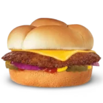 Culver’s Single ButterBurger® Cheese Kids’ Meal with fresh beef, melted cheese, and a soft bun served with sides and a drink