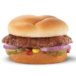 Culver’s Single ButterBurger® Kids’ Meal with fresh beef patty on a soft bun served with a side, drink, and Fresh Frozen Custard