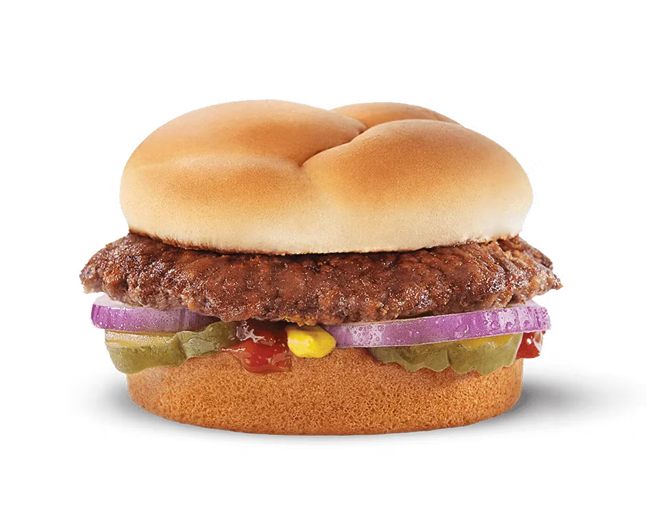 Culver’s Single ButterBurger® Kids’ Meal with fresh beef patty on a soft bun served with a side, drink, and Fresh Frozen Custard